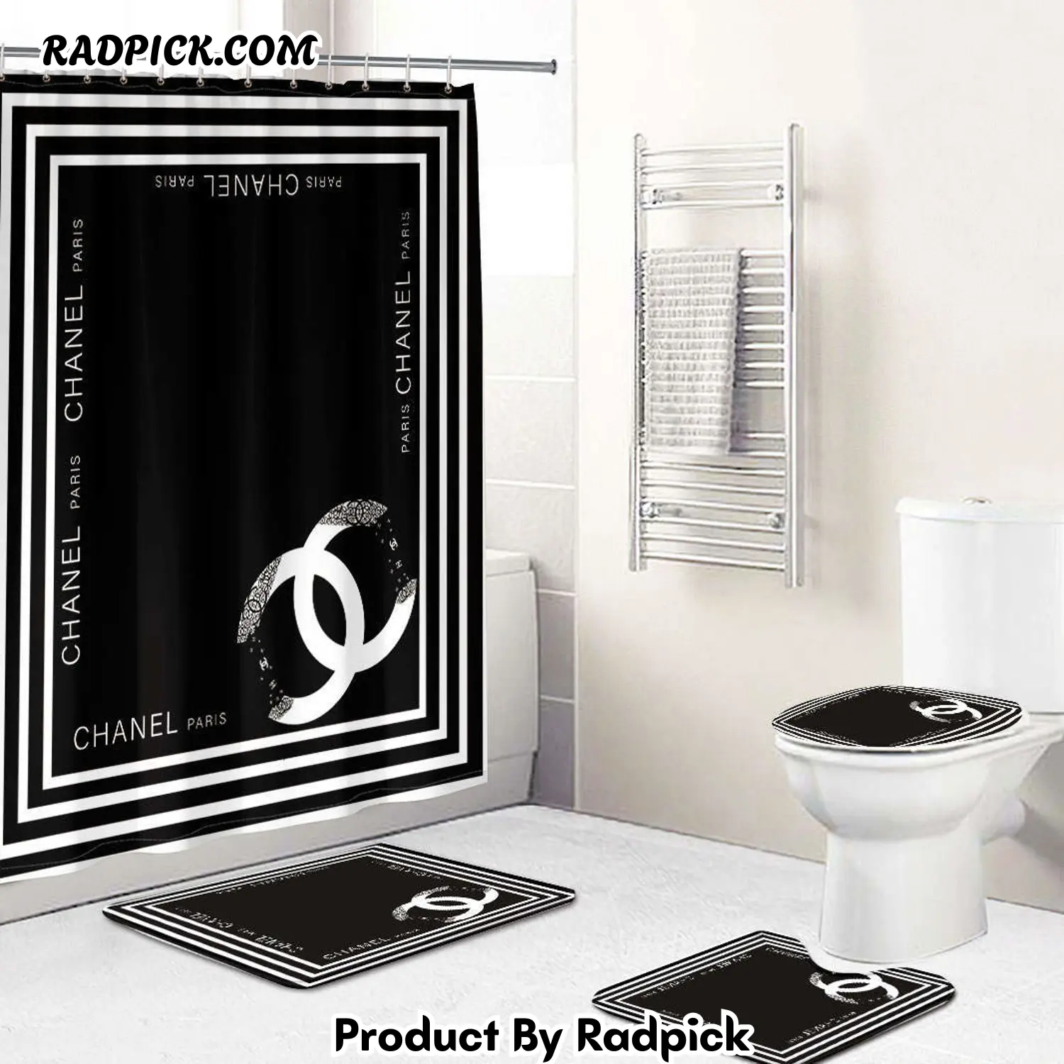 Chanel shower curtain black and white logo stripe luxury bath mat sets shower curtain 21 bathroom set rp3871155.png